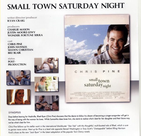 Small Town Saturday Night movie image Chris Pine AFM 2009.jpg